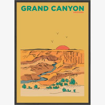 Wolf & Badger Yellow / Orange Grand Canyon Summer Escapes Travel Print A3 297 X 420Mm Places & Spaces Art Co.