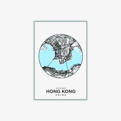 Wolf & Badger Blue Map Of Hong Kong Medium Stanley Print House