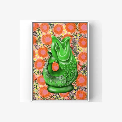 Wolf & Badger Green Glug Jug Fish A3 Art Print The Neighbourhood Threat