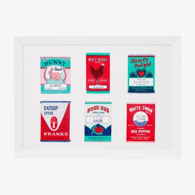 Wolf & Badger Green / Blue / Red Vintage Spice Tins Risograph Print Rosa & Clara Designs