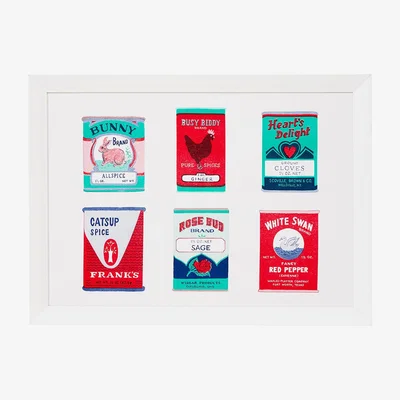 Wolf & Badger Green / Blue / Red Vintage Spice Tins Risograph Print Rosa & Clara Designs