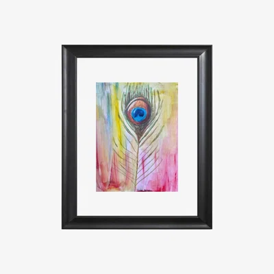 Wolf & Badger Art Print Peacock Feather Neon Catchii