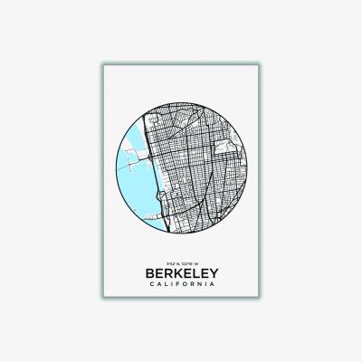 Wolf & Badger Blue Map Of Berkeley A3 297 X 420Mm Stanley Print House