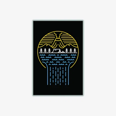 Wolf & Badger Blue Minimal Nature Vibes A2 420 X 594Mm Stanley Print House