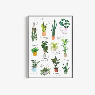 Wolf & Badger Plant Hand Painted Art Print - A3 Natalie Cass Art