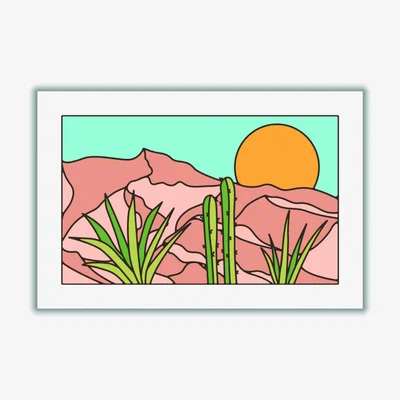 Wolf & Badger Yellow / Orange Minimal Desert Sunset Landscape A1 594 X 841Mm Stanley Print House