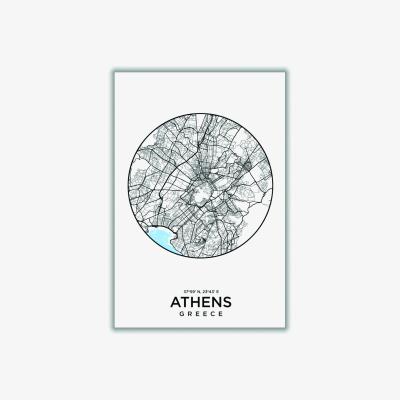 Wolf & Badger Blue Map Of Athens A1 594 X 841Mm Stanley Print House