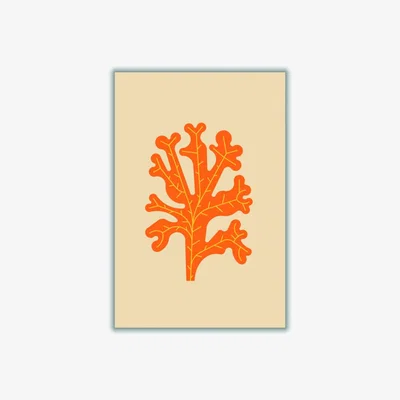 Wolf & Badger Yellow / Orange Orange Seaweed A1 594 X 841Mm Stanley Print House
