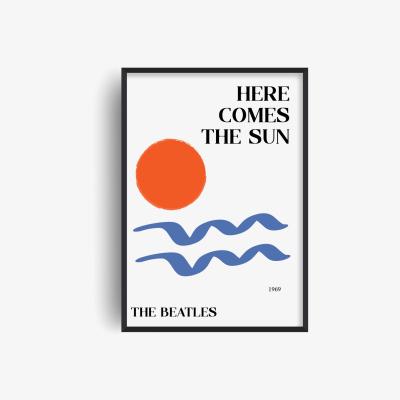 Wolf & Badger Here Comes The Sun Beatles Inspired Retro Giclée Art Print A3 297 X 420Mm Fanclub