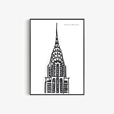 Wolf & Badger Black / White Chrysler Building Art Print - A2 | A2 | 420 X 594Mm | Natalie Cass Art