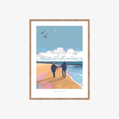 Wolf & Badger You, Me & The Sea Inspirational Quote Print | A4 | 210 X 297Mm | Becky Bettesworth