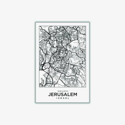 Wolf & Badger Black Map Of Jerusalem Isreal Large Stanley Print House