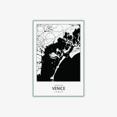 Wolf & Badger Black Map Of Venice Italy A4 210 X 297Mm Stanley Print House