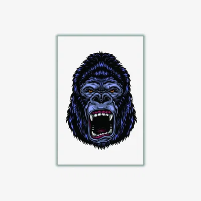 Wolf & Badger Pink / Purple Gorilla Illustration A4 210 X 297Mm Stanley Print House
