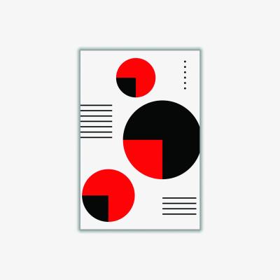 Wolf & Badger Red & Black Circles A3 297 X 420Mm Stanley Print House