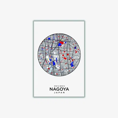 Wolf & Badger Black Map Of Nagoya Japan Extra Small Stanley Print House