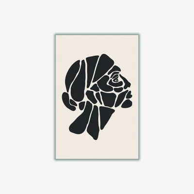 Wolf & Badger Black Abstract Face Series #4 Small Stanley Print House