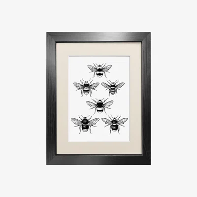 Wolf & Badger Black 'British Bees' Fine Art Print A3 Emily Carter