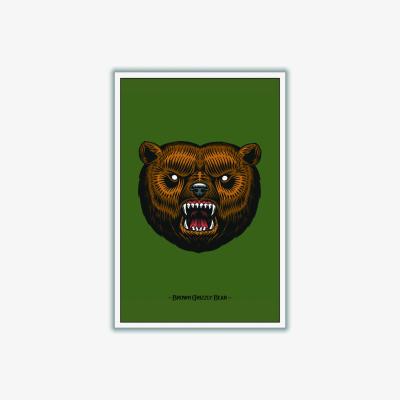 Wolf & Badger Brown Grizzly Bear Xxs Stanley Print House