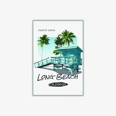 Wolf & Badger Blue Going, Going, Back, Back, To, Cali, Cali A3 297 X 420Mm Stanley Print House