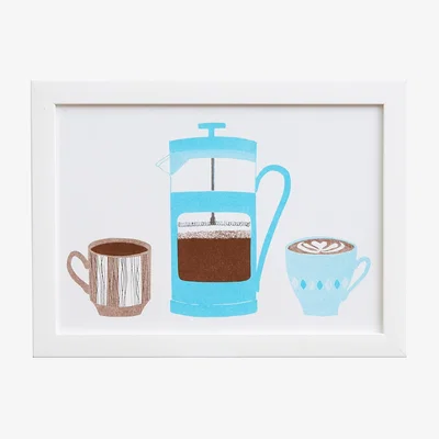 Wolf & Badger Coffee O'clock Risograph Print A4 Rosa & Clara Designs