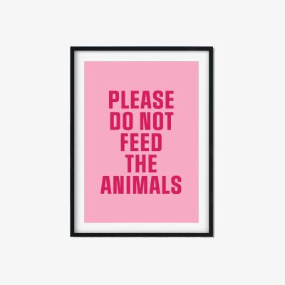 Wolf & Badger Pink / Purple Do Not Feed The Animals A3 297 X 420Mm The Native State