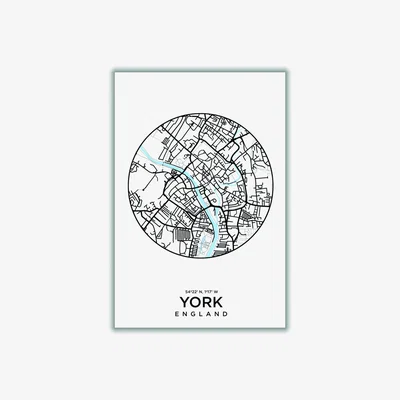 Wolf & Badger Black Map Of York Extra Small Stanley Print House