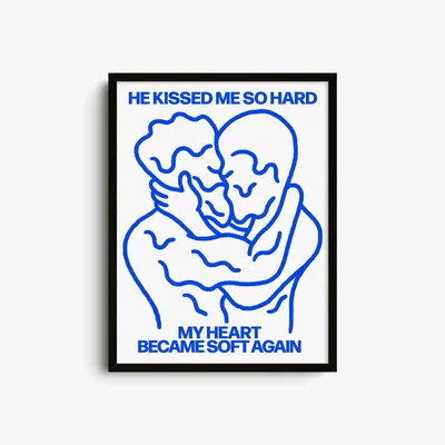 Wolf & Badger Blue Hard Kissing - Giclee Fine Art Print - Small | 12 X 16" | East Side Studio London
