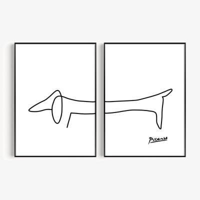 Wolf & Badger Black / White Sausage Dog Set Of 2 Art Prints - A2 Natalie Cass Art