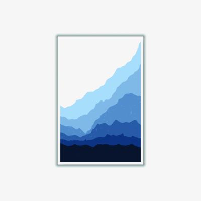 Wolf & Badger Blue Japanese Mountains A4 210 X 297Mm Stanley Print House