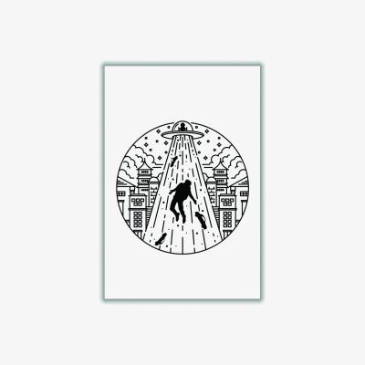 Wolf & Badger Black Alien Invasion A3 297 X 420Mm Stanley Print House