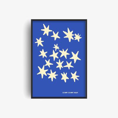 Wolf & Badger Blue Starry Starry Night Retro Music Giclée Art Print A2 | A2 | 420 X 594Mm | Fanclub