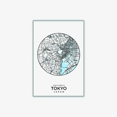Wolf & Badger Black Map Of Tokyo Small Stanley Print House