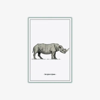 Wolf & Badger Grey The White Rhino Small Stanley Print House