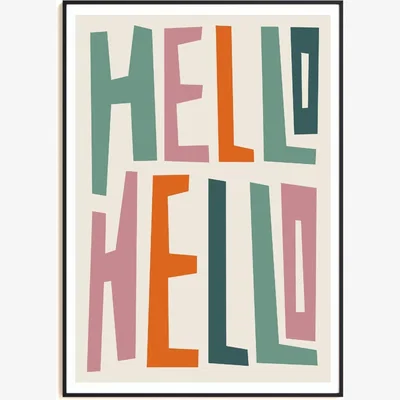 Wolf & Badger Hello Hello Typography Art Print - A2 Natalie Cass Art