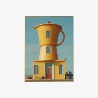 Wolf & Badger Good Morning Coffee Machine House Print | A4 | 210 X 297Mm | Absurde