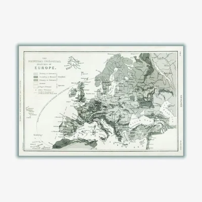 Wolf & Badger Grey Geological Map Of Europe Large Stanley Print House