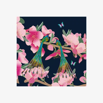 Wolf & Badger Giclee Print - Blossom Garden Midnight Amanda West