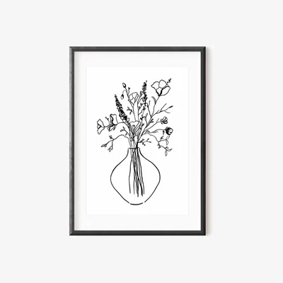 Wolf & Badger Black / White Wild One Still Life Ink Drawing Print A3 297 X 420Mm Emily M Art & Design