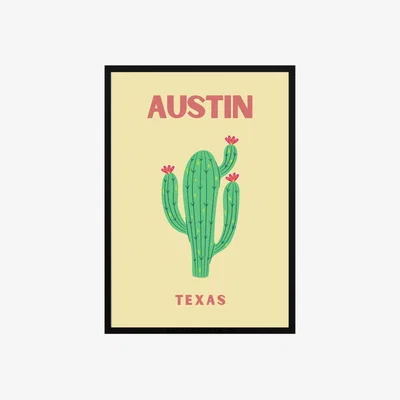 Wolf & Badger Austin Cactus Bloom Poster | Artchi