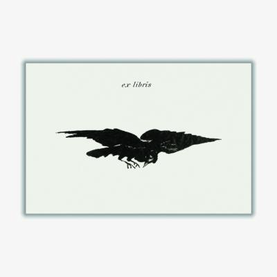 Wolf & Badger Black Flying Raven- Ex Libris A4 210 X 297Mm Stanley Print House