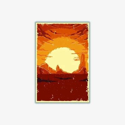 Wolf & Badger Brown Desert Sunset A1 594 X 841Mm Stanley Print House