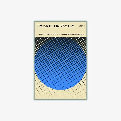 Wolf & Badger Blue Tame Impala Live In San Francisco A3 297 X 420Mm Stanley Print House