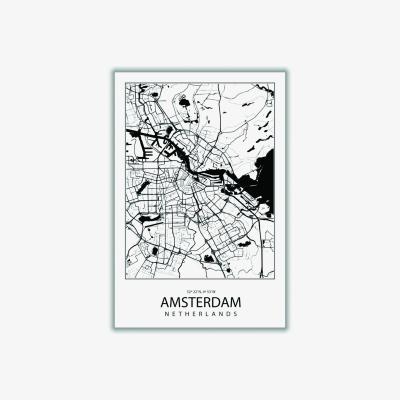 Wolf & Badger Black Map Of Amsterdam Netherlands Large Stanley Print House