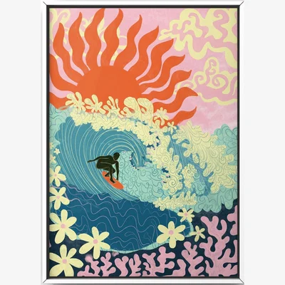 Wolf & Badger Blue / Pink / Purple Riding Waves Art Print A3 297 X 420Mm The Neighbourhood Threat