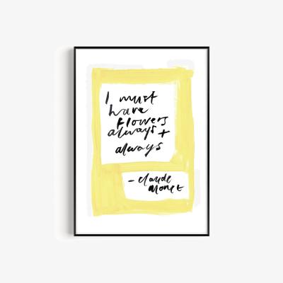 Wolf & Badger Yellow / Orange Monet Quote Hand Painted Art Print - A2 | Natalie Cass Art