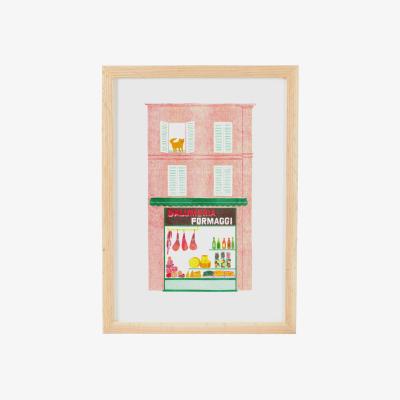 Wolf & Badger Green / Red / Yellow Bologna Deli Risograph Print | Rosa & Clara Designs