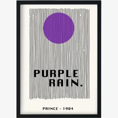 Wolf & Badger Purple Rain Prince Inspired Retro Giclée Art Print A3 297 X 420Mm Fanclub