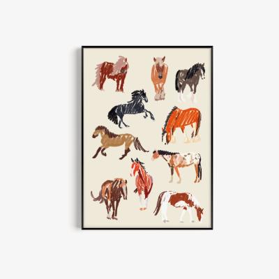 Wolf & Badger Neutrals Horse Drawing Art Print - A3 Natalie Cass Art