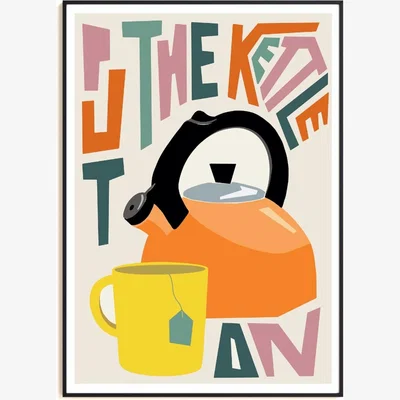 Wolf & Badger Put The Kettle On Art Print - A3 Natalie Cass Art